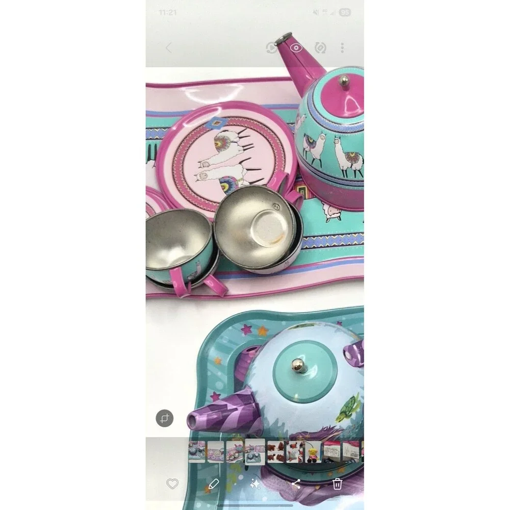 Set Of 3 Girl Tea Time Set For Replacement Mermaid, Unicorn, Llama Pretend Play